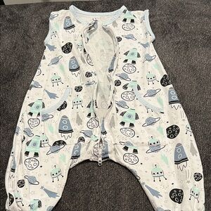 Space Rocket toddler Sleeveless Romper sleep sack - Mint & Navy Prints